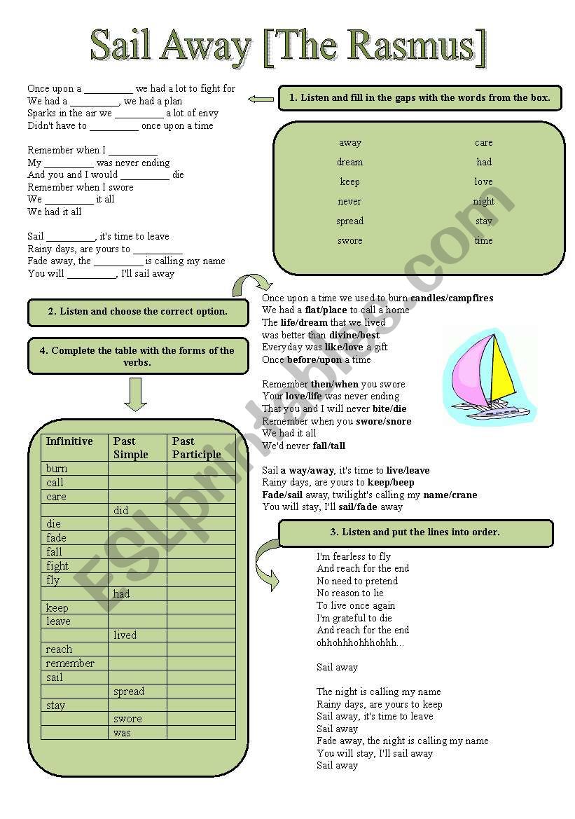 Song!!! Sail Away [The Rasmus] - Printer-friendly version included